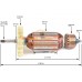 Ротор (Якорь) REBIR E1-82 0310000079 (L-148 мм, D-35 мм, резьба М6 (шаг 1.0 мм))