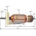 Ротор (Якорь) REBIR FZ5-100E 6700006724 (L-143 мм, D-35 мм, 5 зубов, наклон влево)