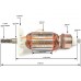 Ротор (Якорь) REBIR IE-1305A,IE-1305-16/1300R,IE-1305A-16/1300ER (07.2012) 0310001660 (L-183 мм, D-43 мм, 7 зубов, наклон вправо)