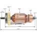 Ротор (Якорь) REBIR KZ3-350/400 (поз.12) 0310007460 (L-192 мм, D-54 мм, 8 зубов, наклон вправо)