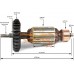 Ротор (Якорь) REBIR KZ6-400 (4700007583) (L-193 мм, D-46 мм, вал усеченный круг 8.5 мм)