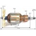 Ротор (Якорь) REBIR LS1S-76E 4700007717 (L-133 мм, D-41 мм, резьба М8 (шаг 1.25 мм))