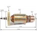 Ротор (Якорь) REBIR LSM-230/2100-31 9700009715 (L-197 мм, D-52 мм, резьба М8 (шаг 1.0 мм))